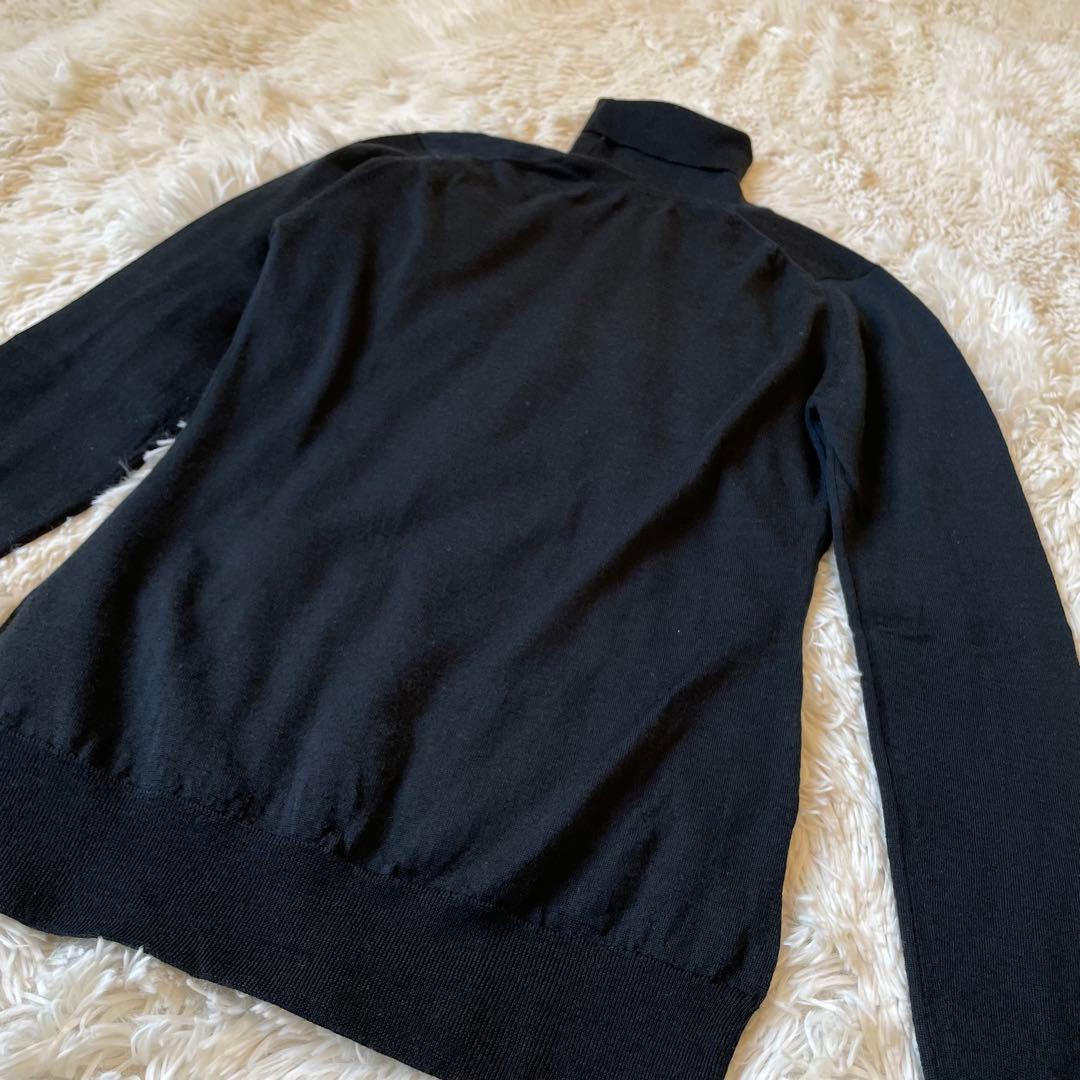 ジョンスメドレー メリノウール タートルニット S 英国製 ブラック