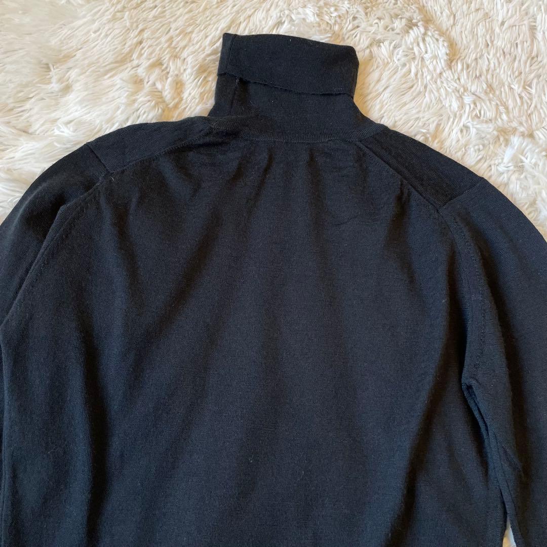 ジョンスメドレー メリノウール タートルニット S 英国製 ブラック