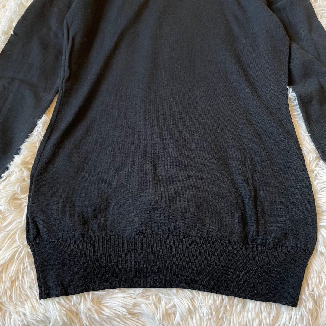 ジョンスメドレー メリノウール タートルニット S 英国製 ブラック