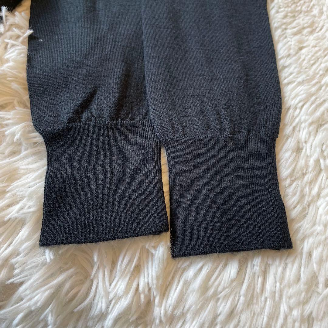 ジョンスメドレー メリノウール タートルニット S 英国製 ブラック