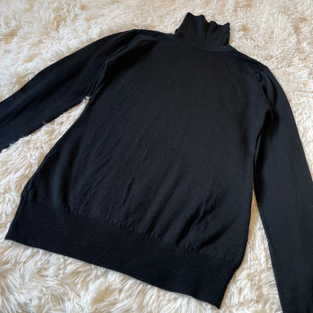 ジョンスメドレー メリノウール タートルニット S 英国製 ブラック