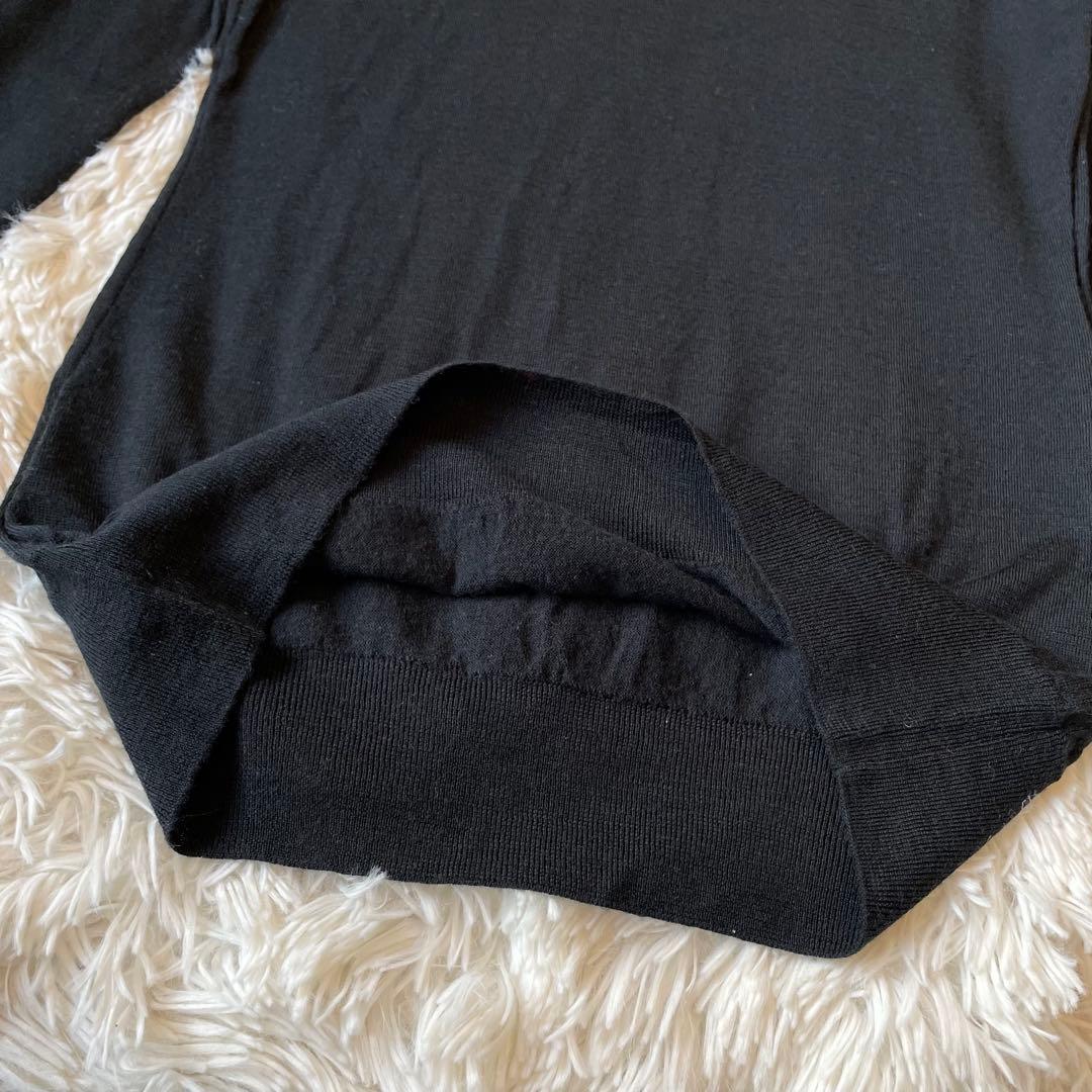 ジョンスメドレー メリノウール タートルニット S 英国製 ブラック