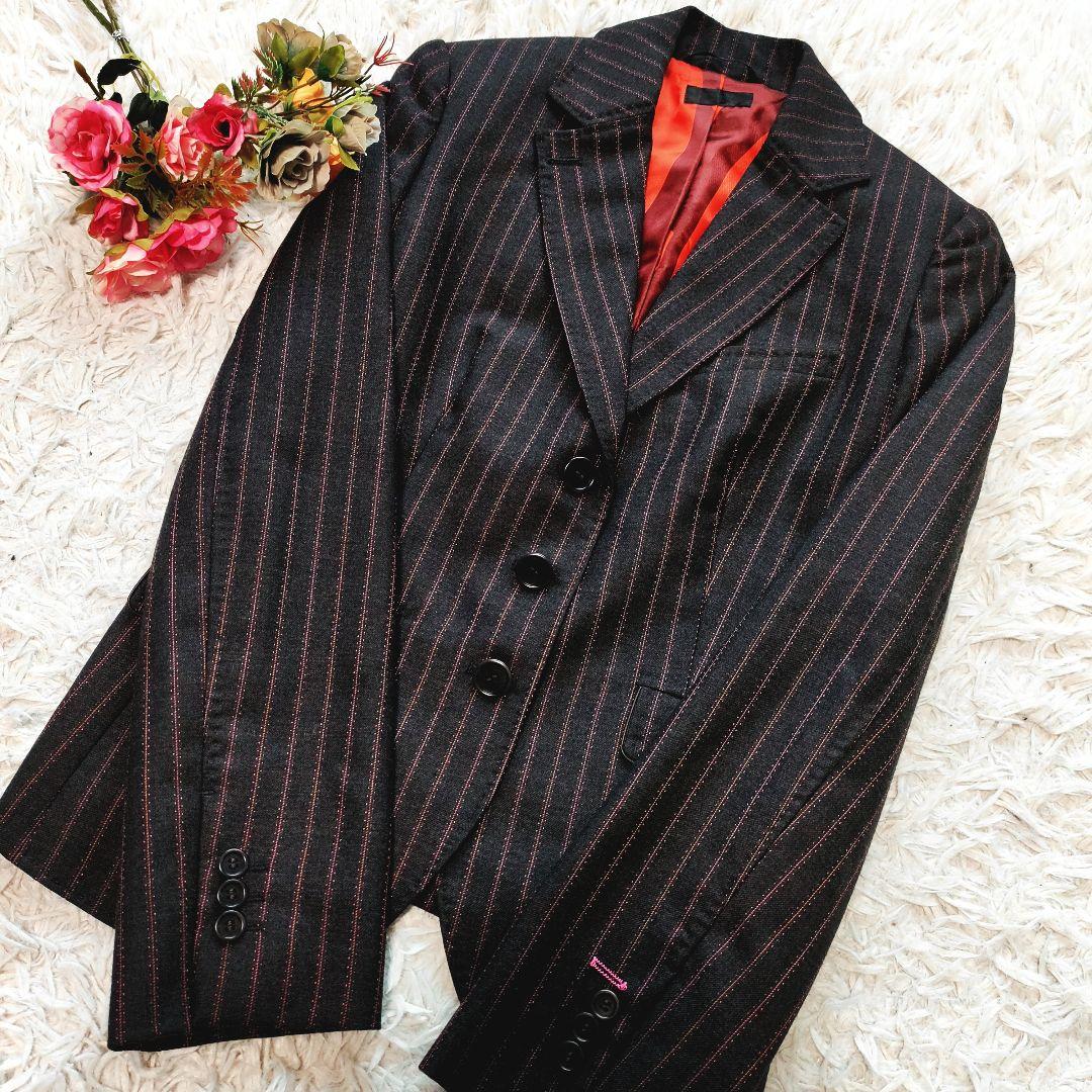 ポールスミス セットアップ スーツ ワイドパンツ ウール ストライプ 40 L