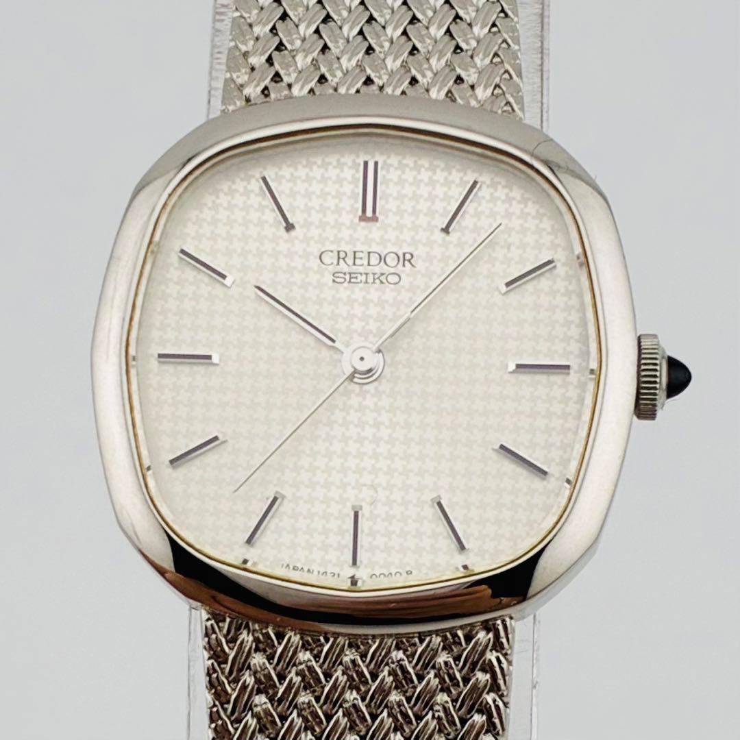 【美品/希少/電池交換済】SEIKO　CREDOR　腕時計　クォーツ　シルバー