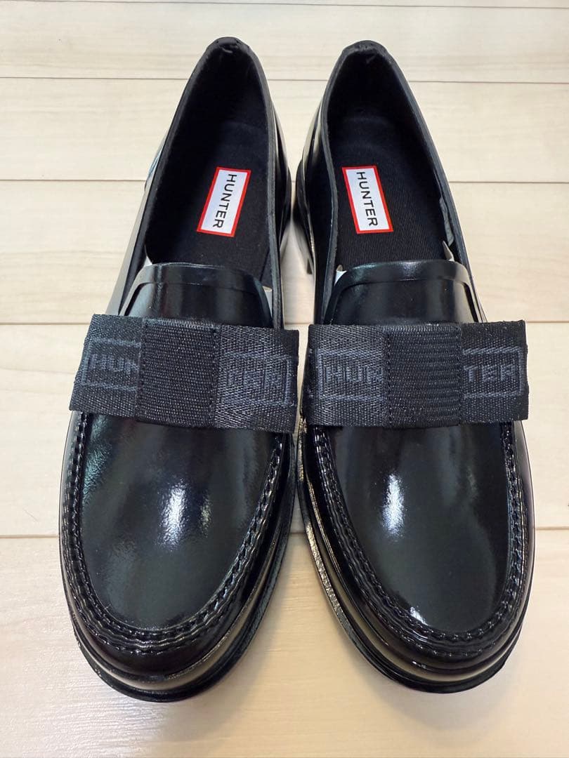 【新品】HUNTER グロス ペニーローファー ブラック UK6/25.0cm