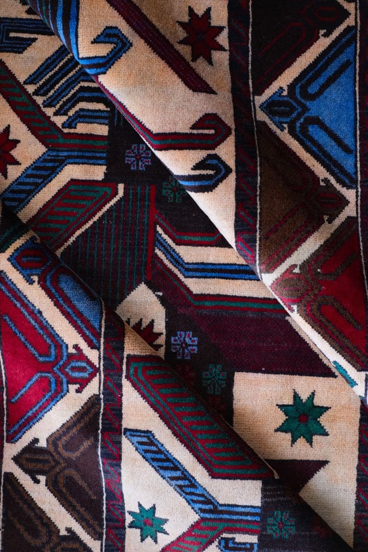 ヴィンテージラグ　トライバルラグ　バルーチ族　ウール(200×111cm)　茶