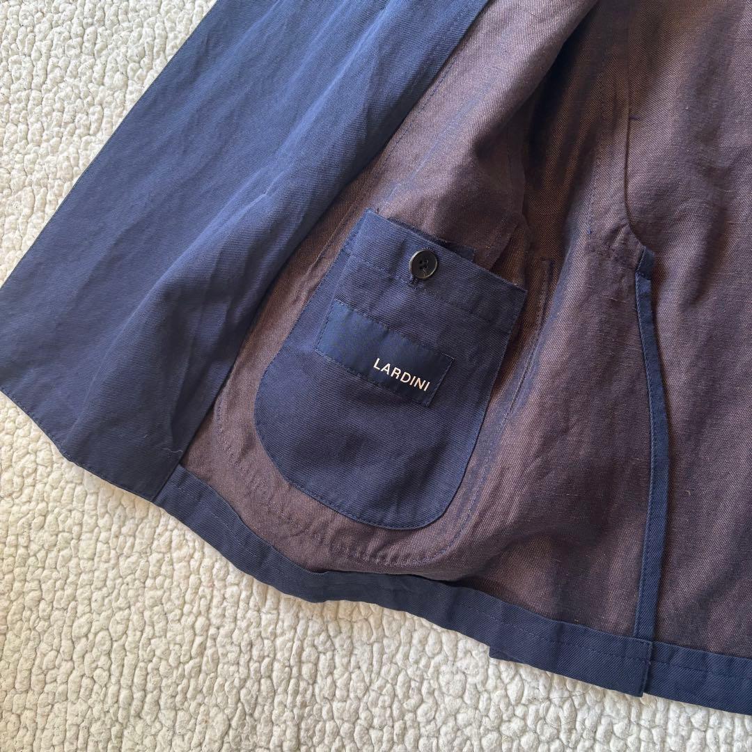 LARDINI ラルディーニ リネンコットン ダブル 紺ブレザー 金ボタン