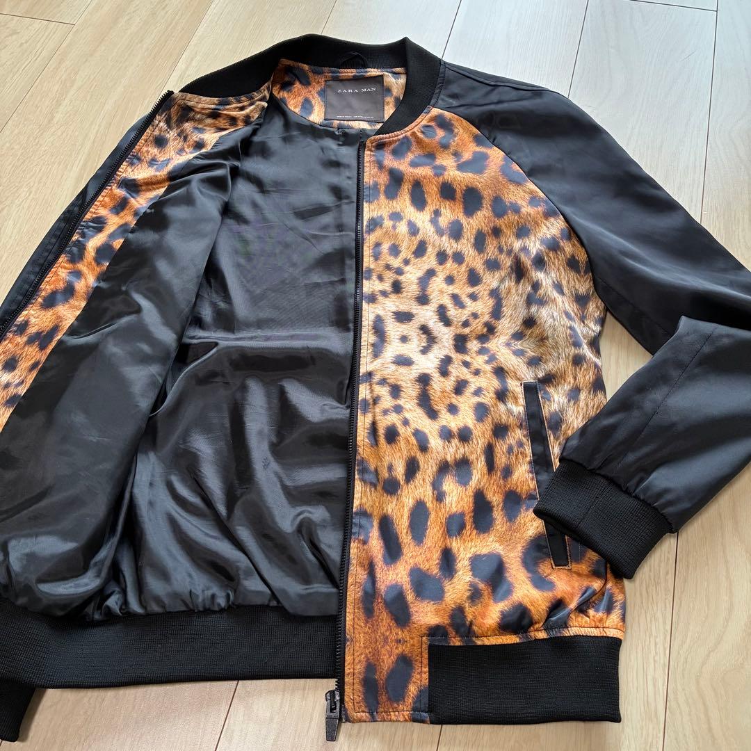未使用級✨ZARA MAN レオパード柄 スカジャン M ブルゾン 総柄ラグラン