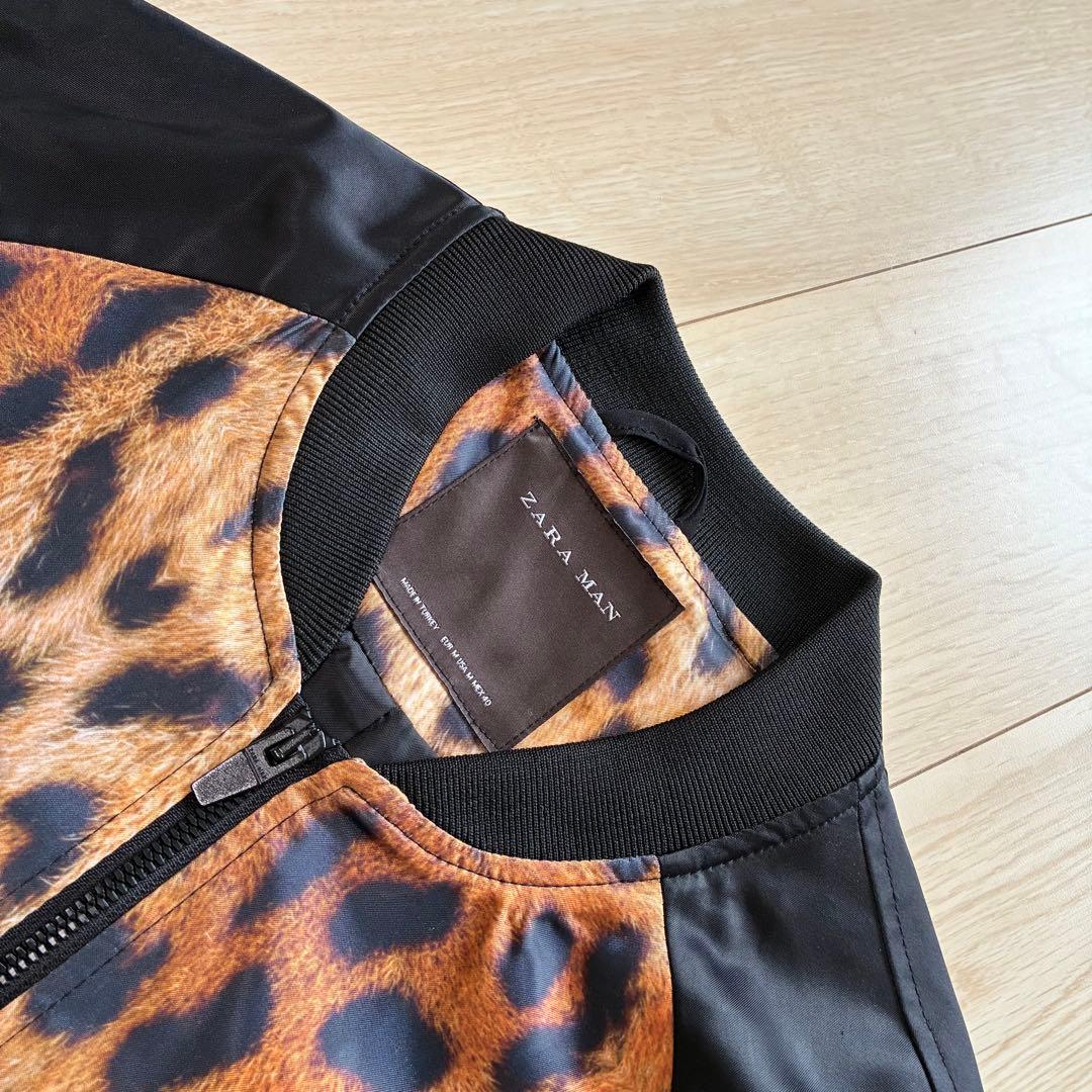未使用級✨ZARA MAN レオパード柄 スカジャン M ブルゾン 総柄ラグラン