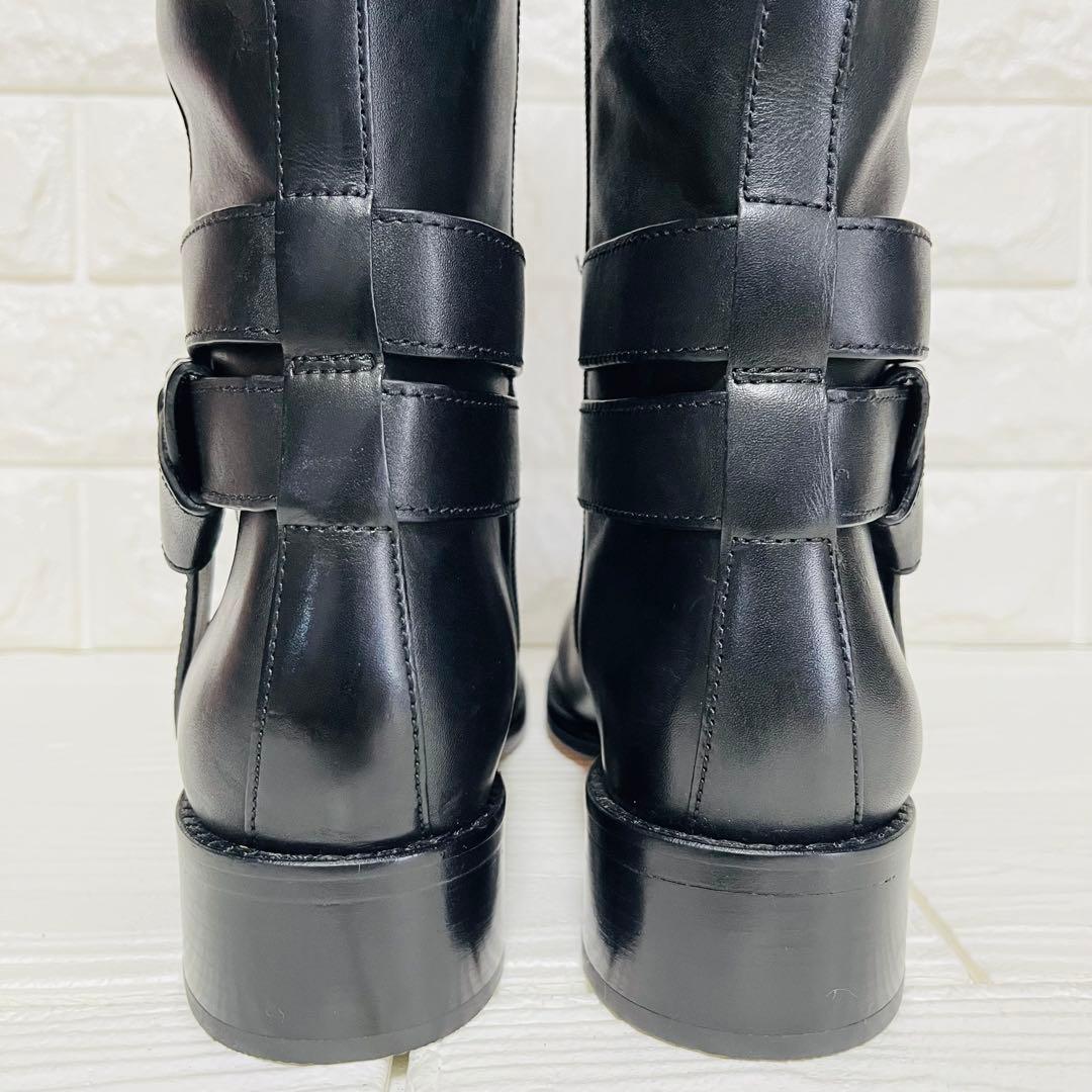 【極美品】COLE HAAN 本革ロングブーツ 23cm ブラック サイドジップ