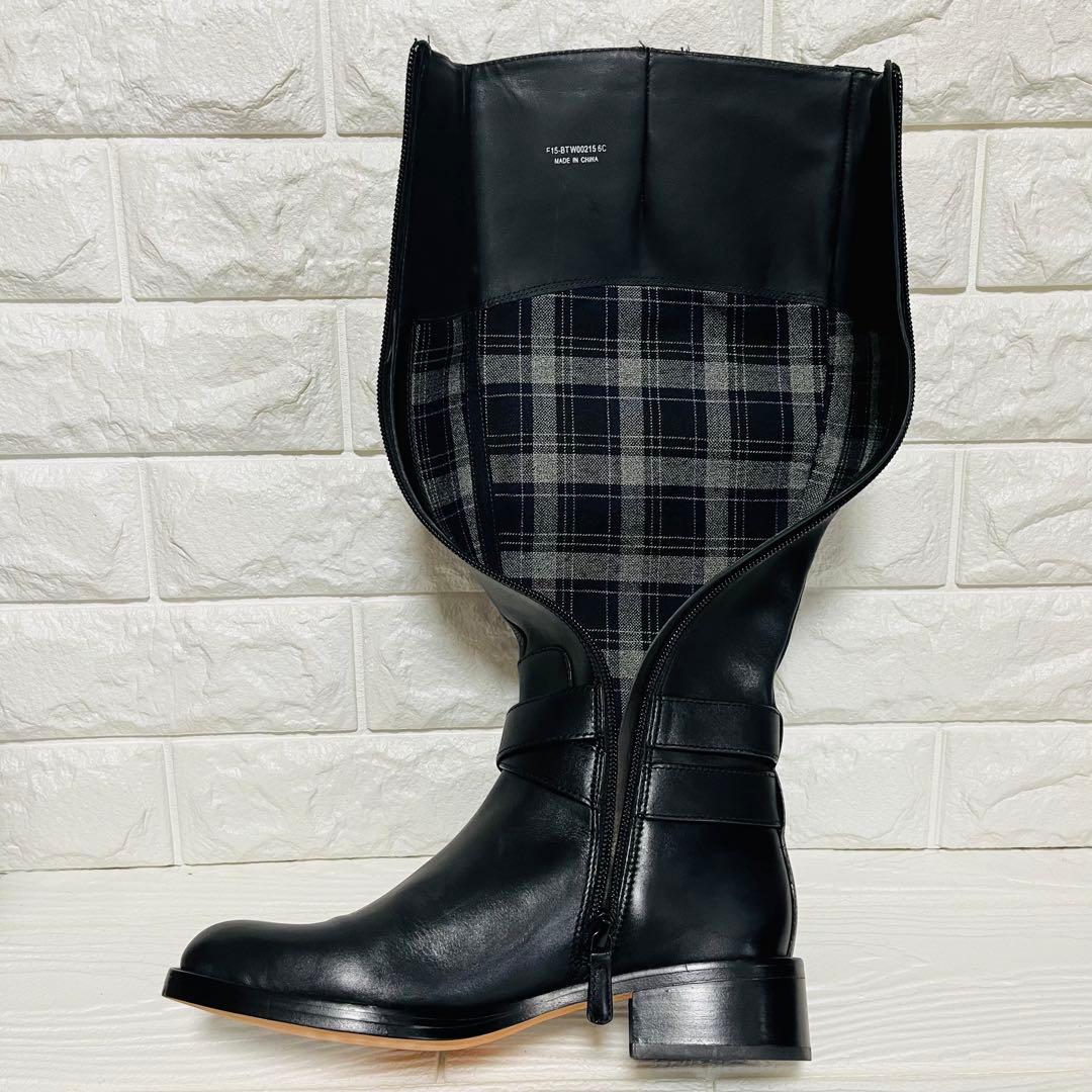 【極美品】COLE HAAN 本革ロングブーツ 23cm ブラック サイドジップ