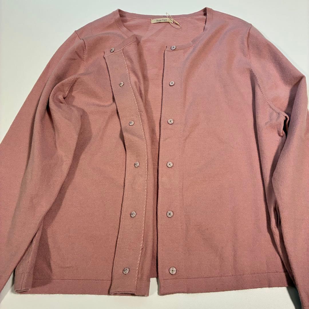【サイズ50】Rose Tiara ビーズ カーディガン ピンク 長袖 希少