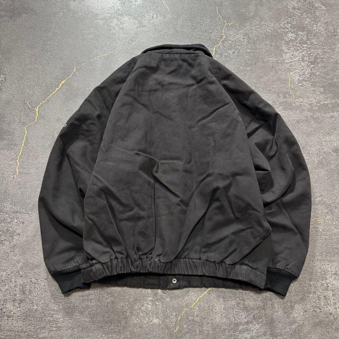wallsブラックダックサンタフェジャケット刺繍企業ロゴL短丈古着襟コーデュロイ