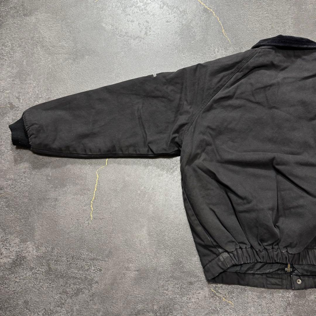 wallsブラックダックサンタフェジャケット刺繍企業ロゴL短丈古着襟コーデュロイ
