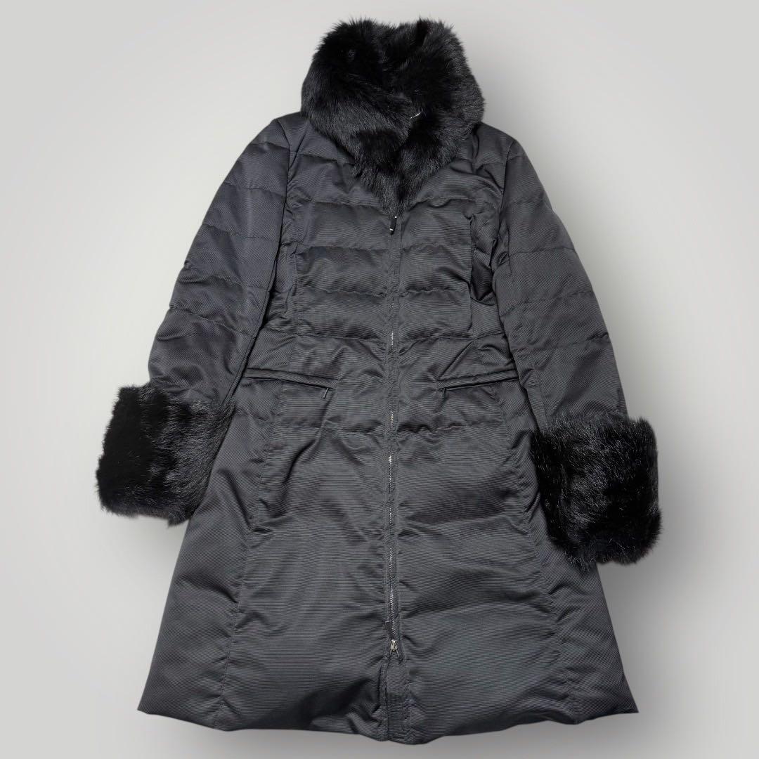 美品 Max Mara ダウンコート　ファー　Aライン　ブラック　サイズ40