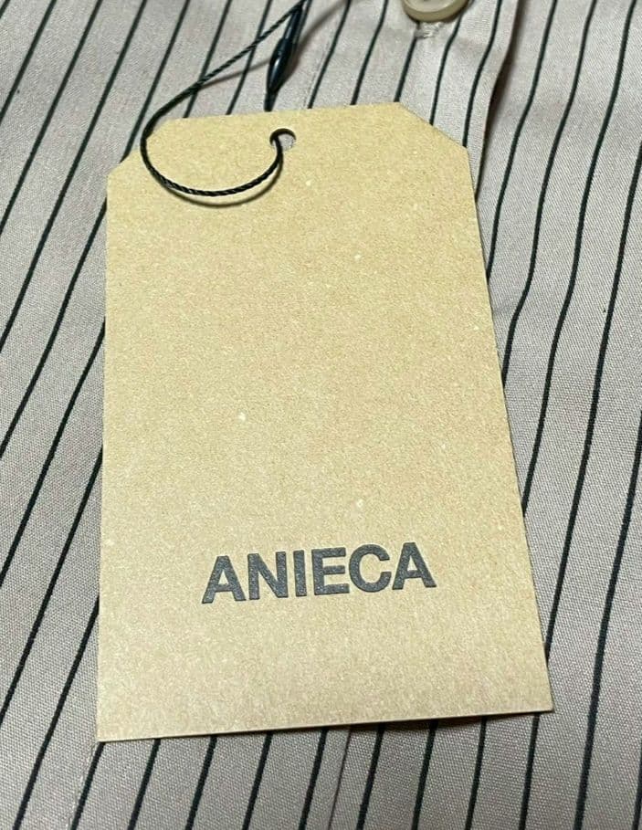 未使用　2025年モデル　ANIECA　ストライプエンブレムシャツ　ブラウン