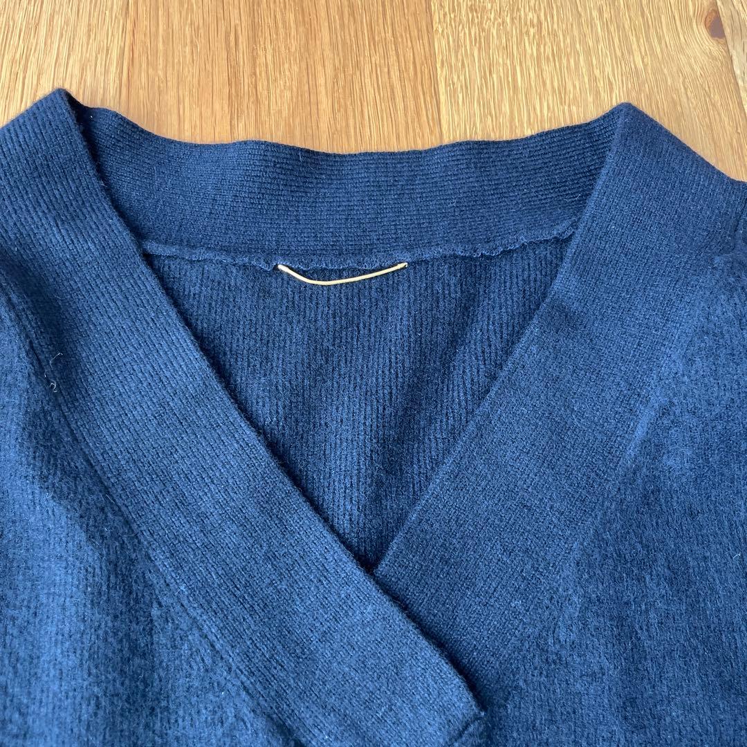 ドゥーズィエムクラス Vネックニット ミドルゲージ カシミヤ ウール ネイビー