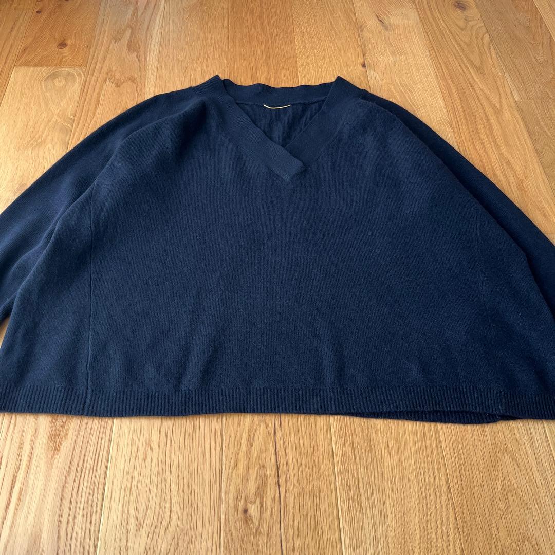 ドゥーズィエムクラス Vネックニット ミドルゲージ カシミヤ ウール ネイビー