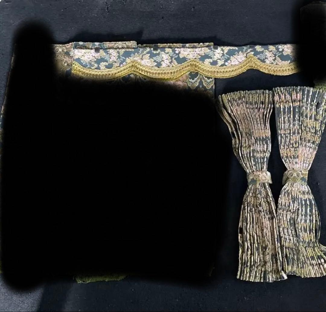 金華山　花かご　グリーン　フロントカーテン　仮眠カーテンセット