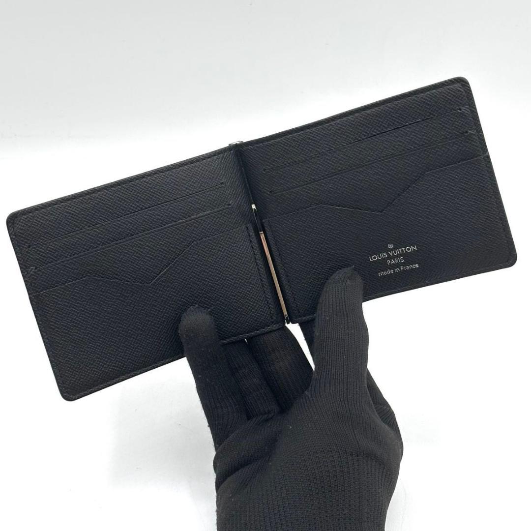 現行 IC 新品に近い ルイヴィトン タイガ パンス 黒 マネークリップ 財布