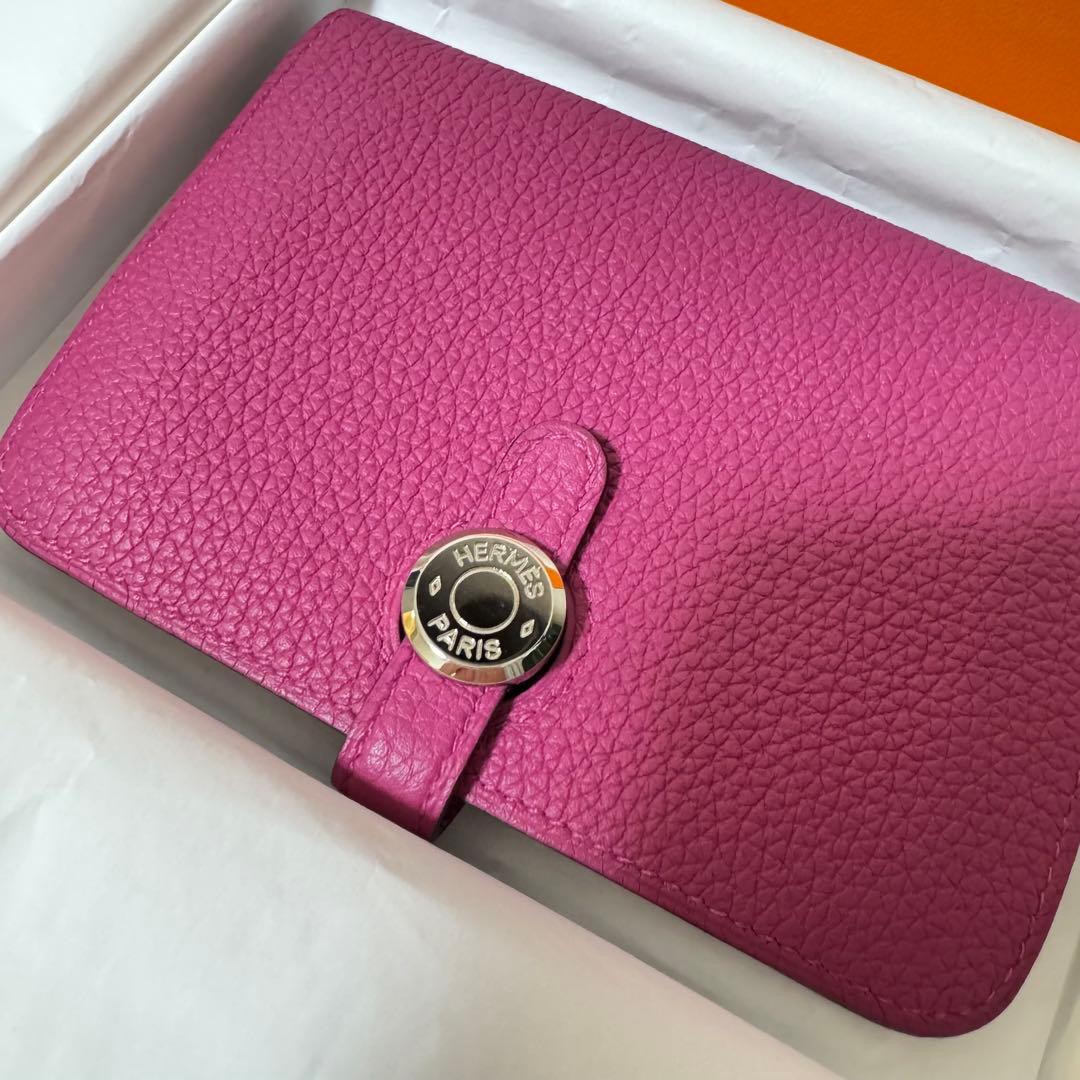 HERMES ドゴンコンパクト　ローズパープル　ピンク 二つ折り財布