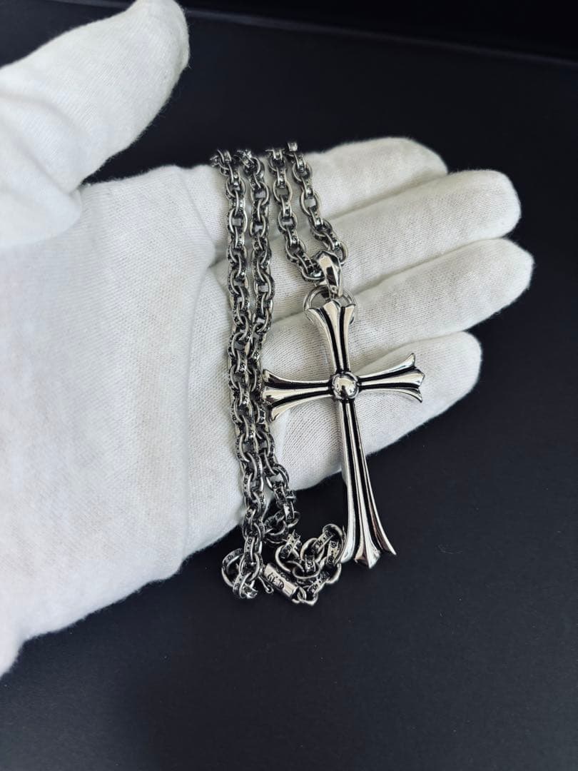 ネックレス ラージクロス ベイル ペーパーチェーン シルバー アクセサリー