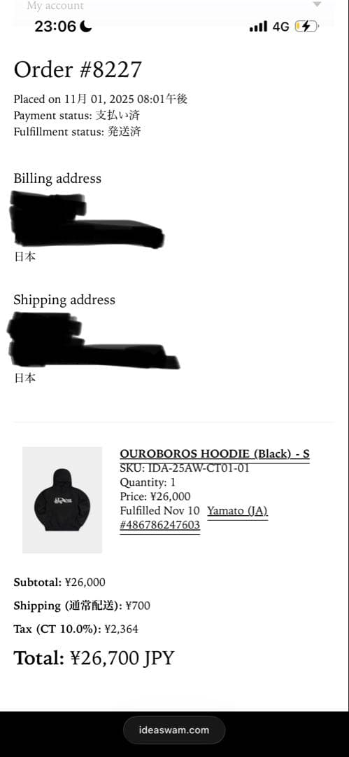 ideaswan ブラック パーカー