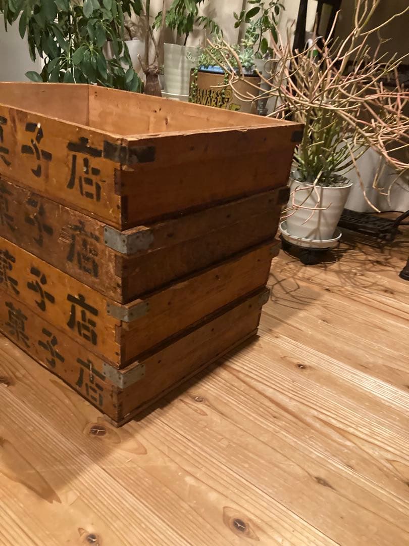 昭和レトロ　お菓子屋木箱　レトロケース　店舗什器　小4台まとめて③