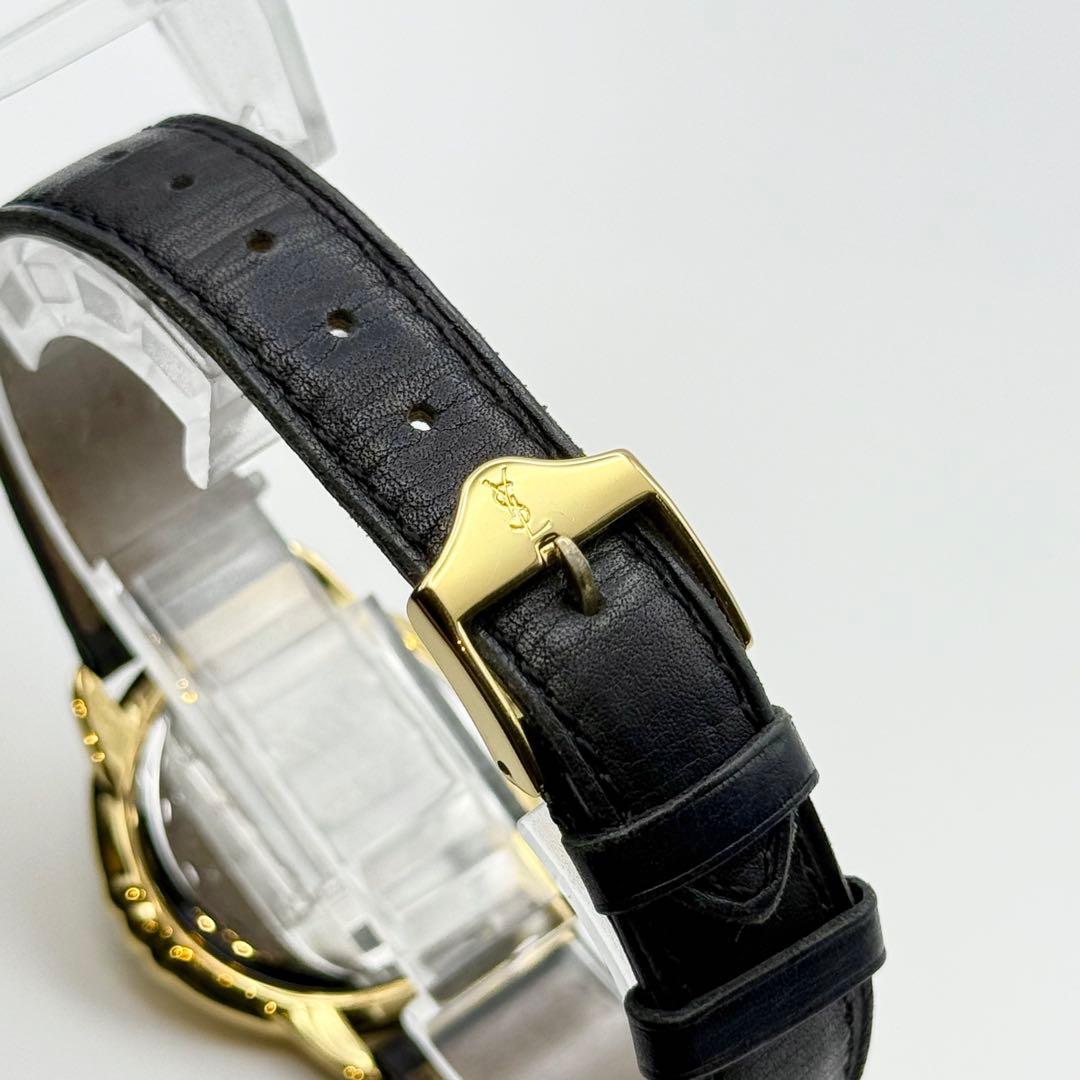 ✨新品電池・稼働✨サンローラン 腕時計 クォーツ ラウンド コンビ 純正バンド