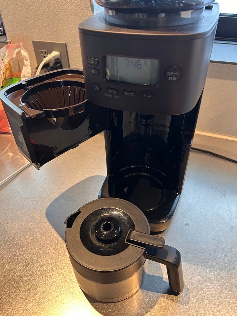 シロカ カフェばこ コーヒーメーカー 全自動 コーン式 ミル機能