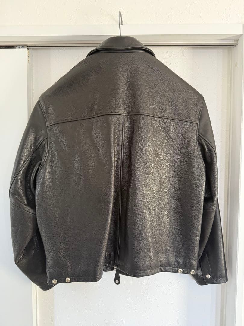 supreme Schott 黒 レザージャケット ヒョウ柄裏地