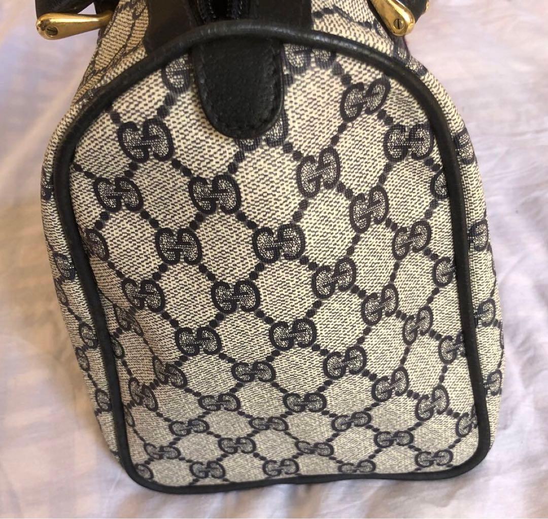 GUCCI シェリーライン GG ネイビー ボストンバッグ レザー