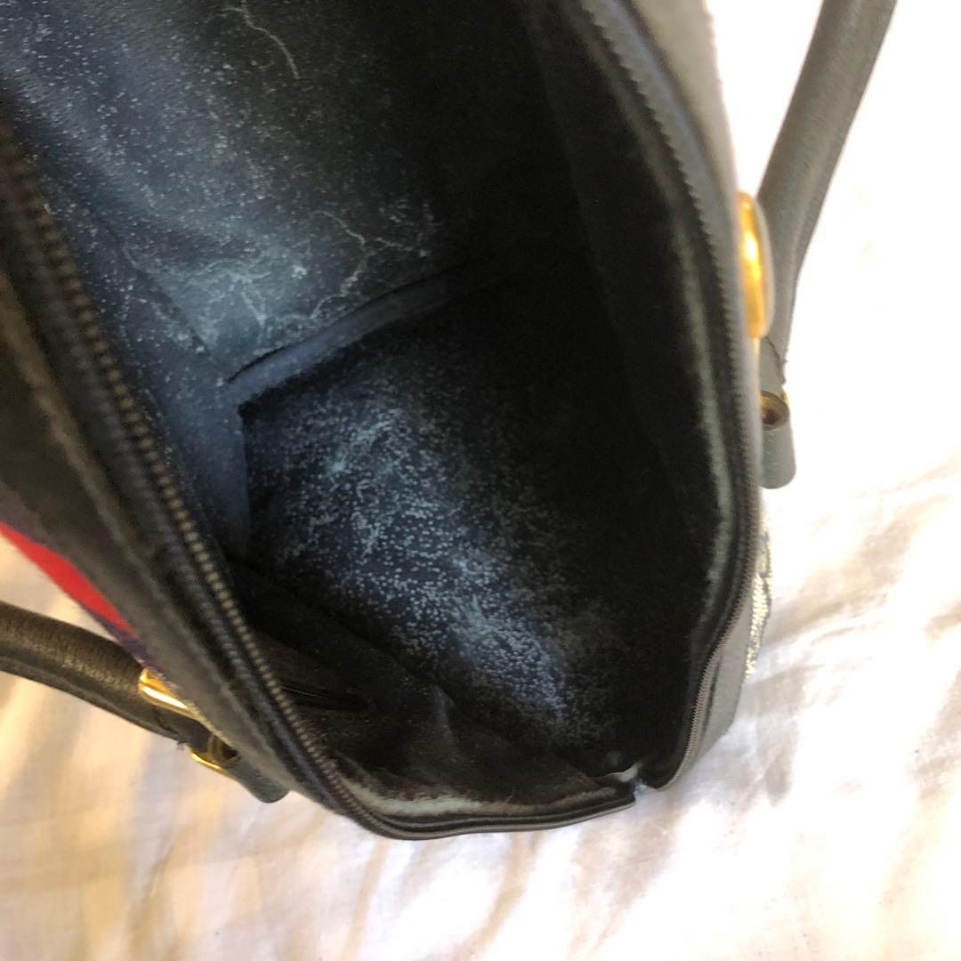 GUCCI シェリーライン GG ネイビー ボストンバッグ レザー