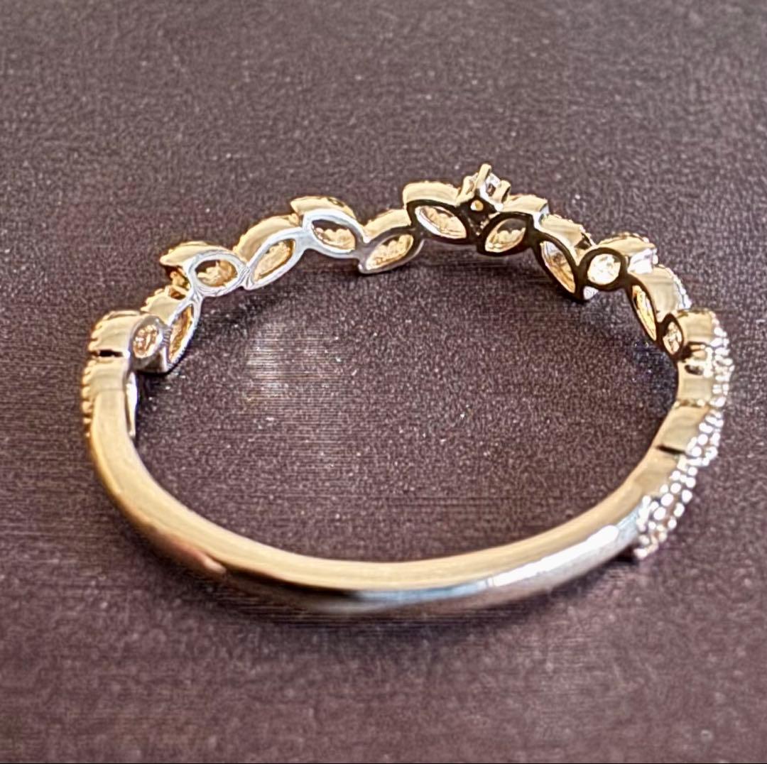 新品磨き済◆agete◆K10YG*13号*リーフモチーフリング*葉*アガット