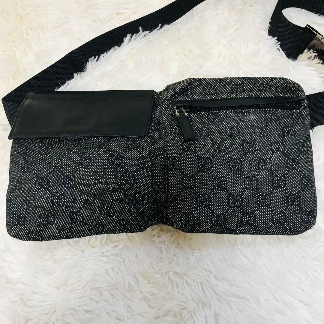 【極美品】グッチ ウエストポーチ GGスプリーム キャンバス ブラック