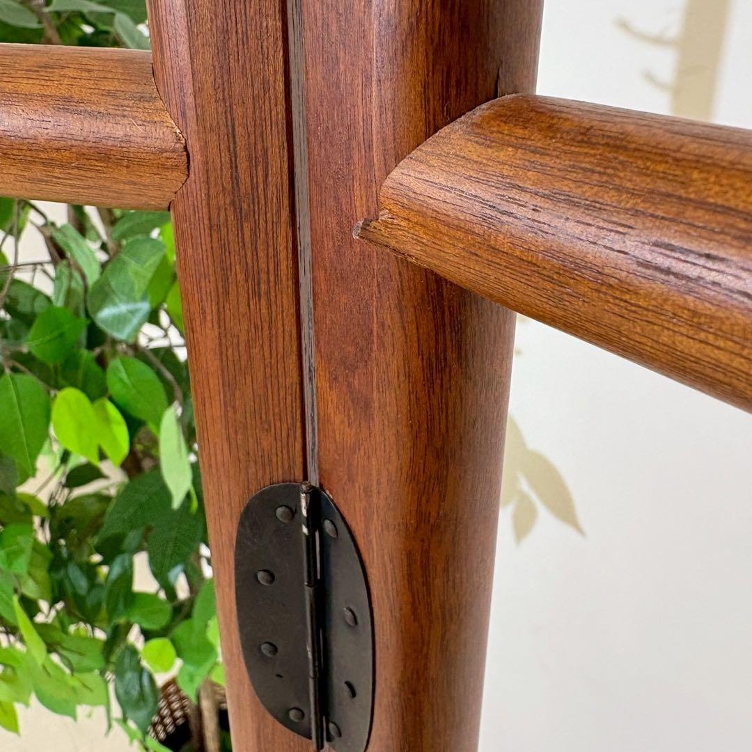 昭和レトロ 折りたたみ衣桁 古民具 欅 衣紋掛け 古道具 鋤彫 着物