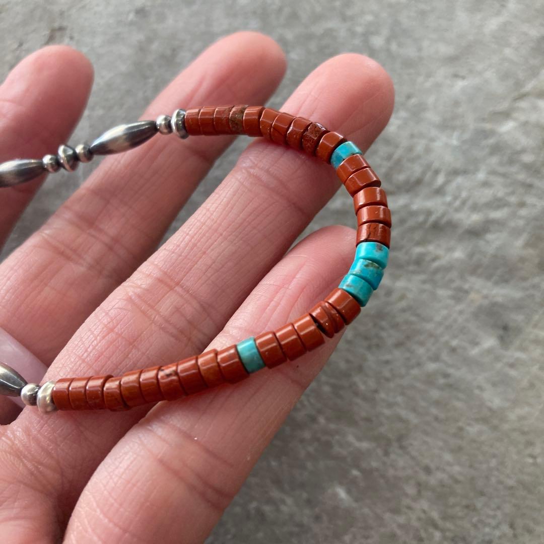 562ジャスパーとターコイズSV925ナバホパールのオリジナルデザインネックレス