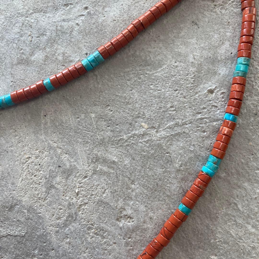 562ジャスパーとターコイズSV925ナバホパールのオリジナルデザインネックレス