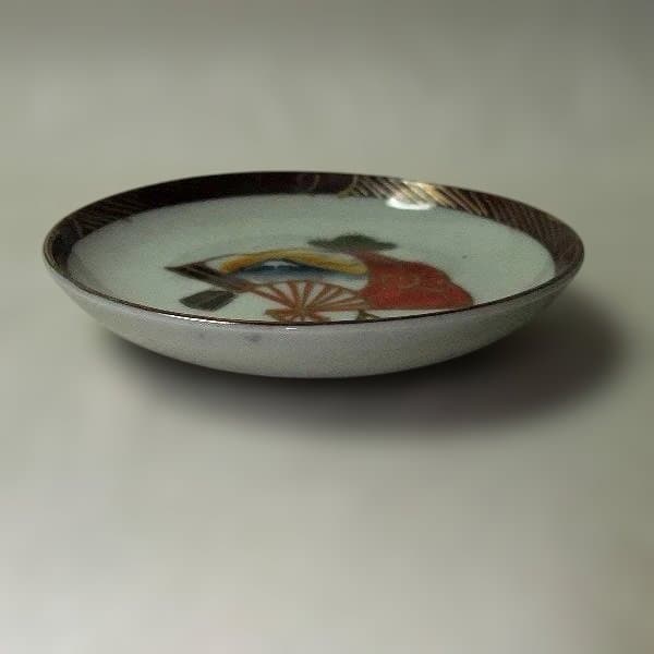 伊万里 色絵 扇面 富士 松 手塩皿 10枚 染付 逸品 古美術