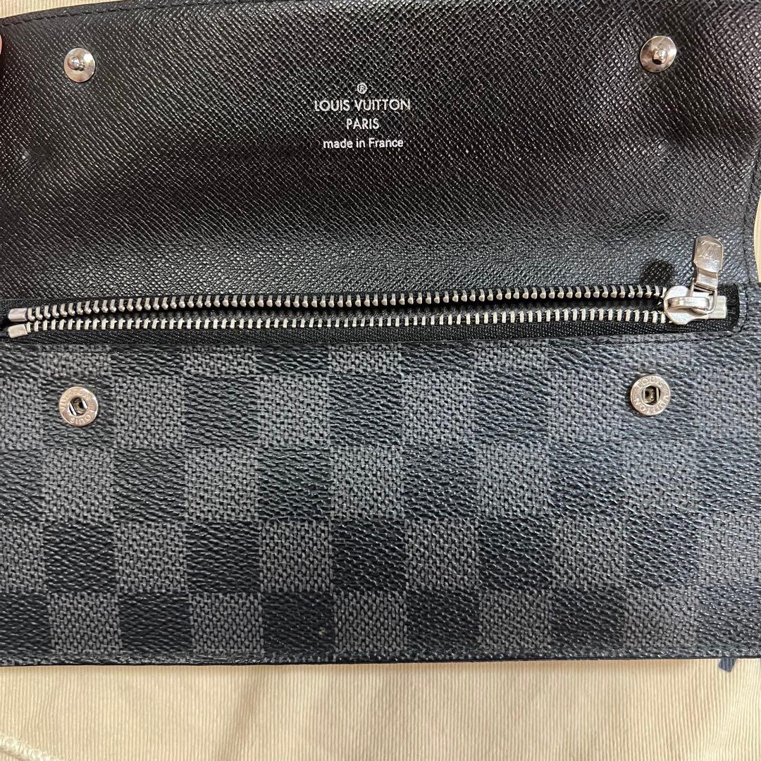 超美品　ルイヴィトン ダミエグラフィット長財布 チェーン付き
