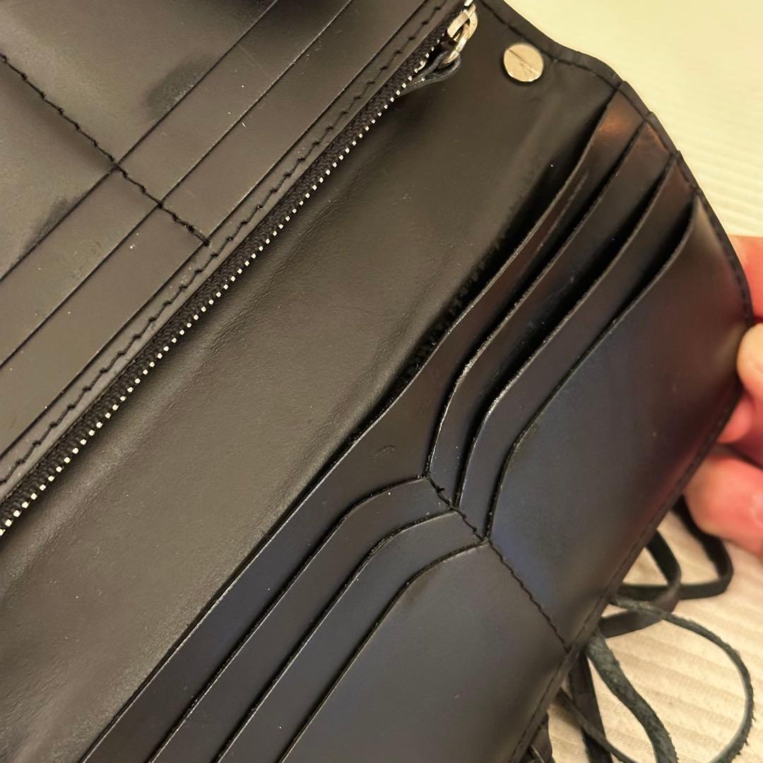 美品⭐︎バイカーズウォレット　本革　ブラック
