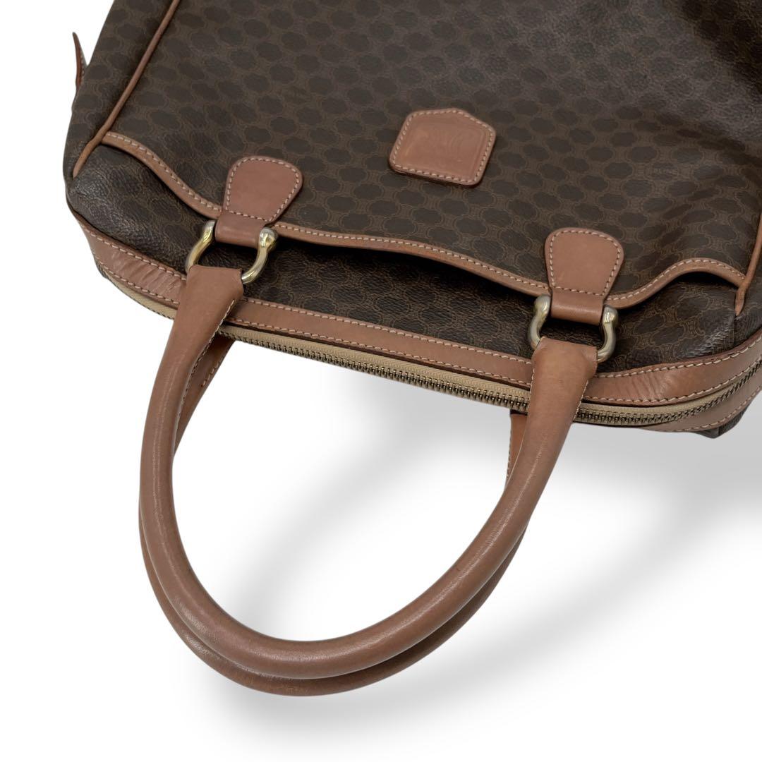 オールド　セリーヌ　ミニボストン　マカダム柄　トリオンフ　ハンドバッグ　ブラウン