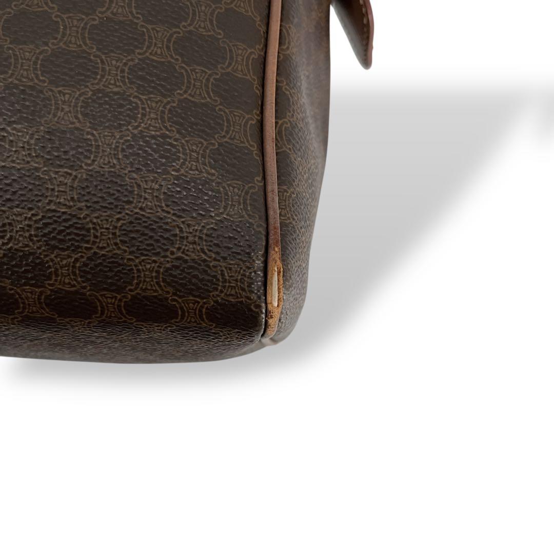 オールド　セリーヌ　ミニボストン　マカダム柄　トリオンフ　ハンドバッグ　ブラウン