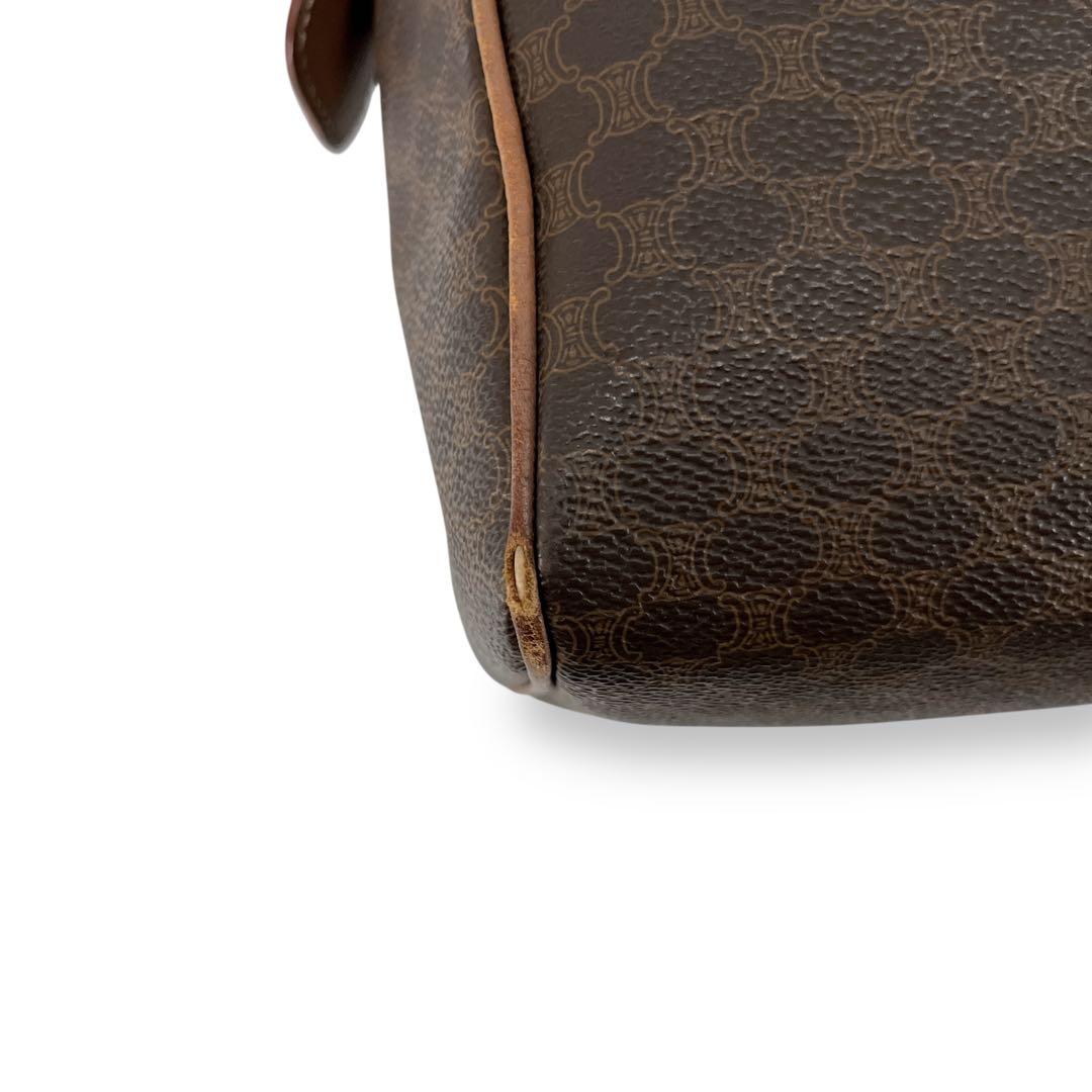 オールド　セリーヌ　ミニボストン　マカダム柄　トリオンフ　ハンドバッグ　ブラウン