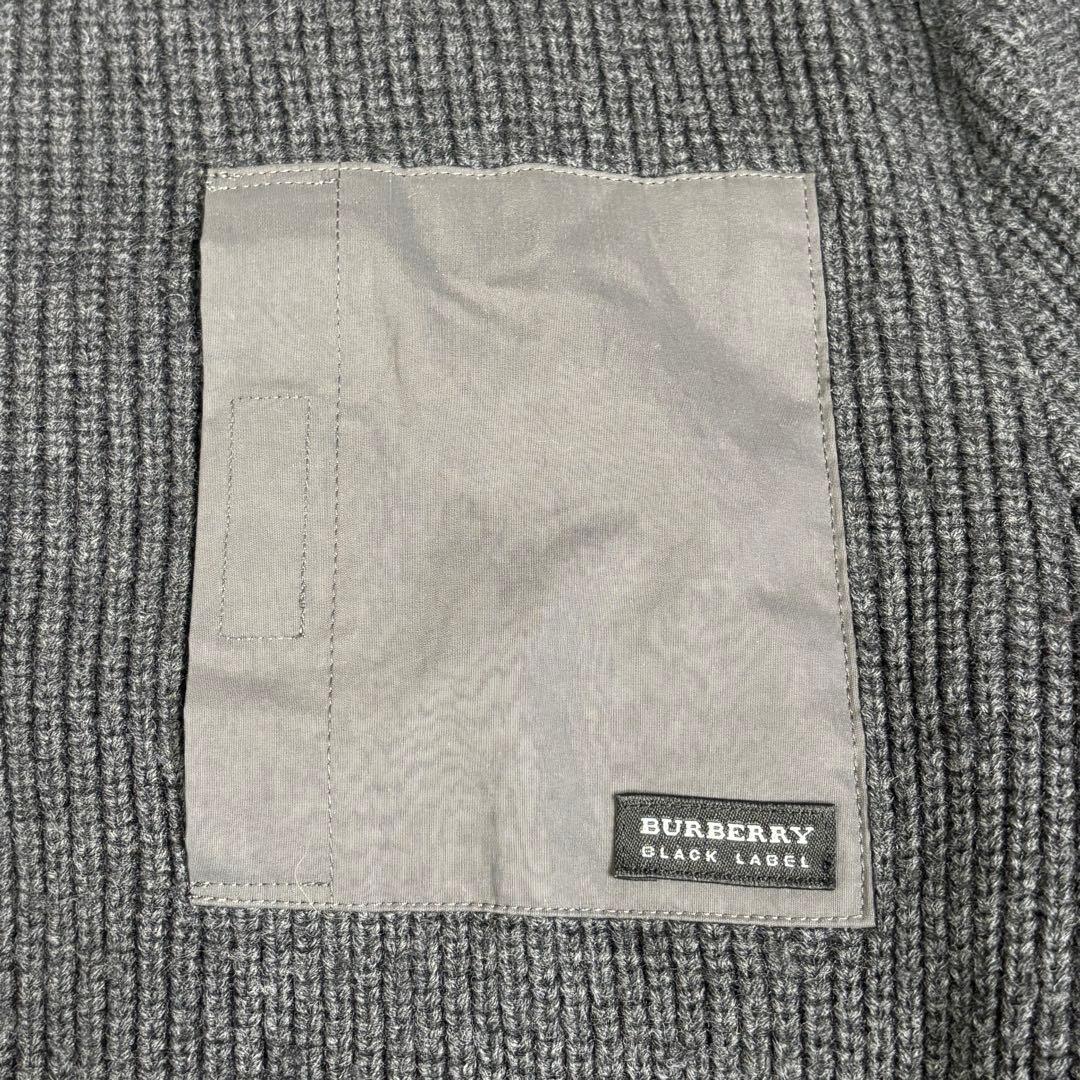 バーバリーブラックレーベル ノバチェック ニットZIPパーカージャケット　グレー