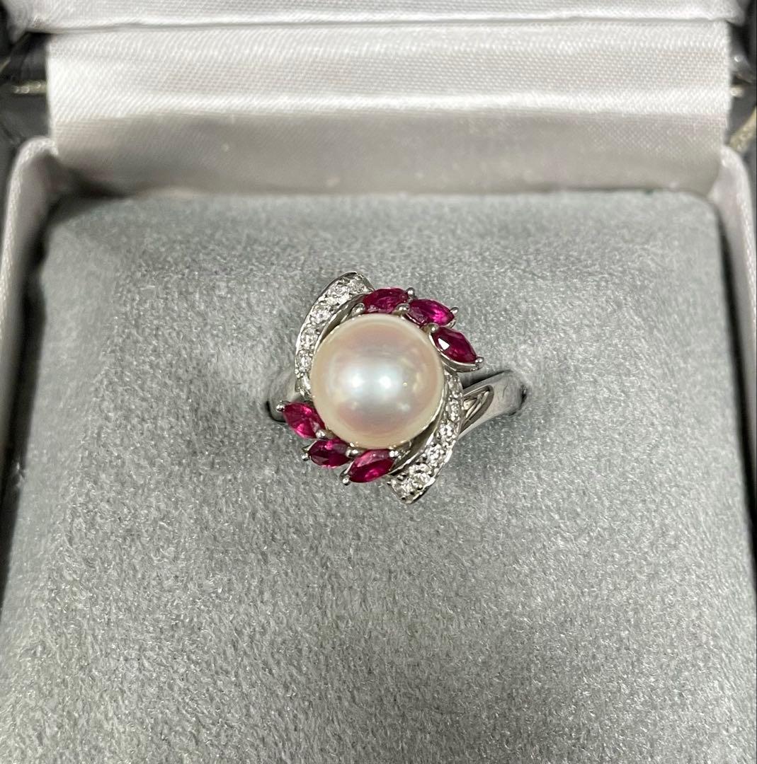 定価25万円　お値下げ可！　ODAKYU 真珠 ルビー プラチナリング　指輪