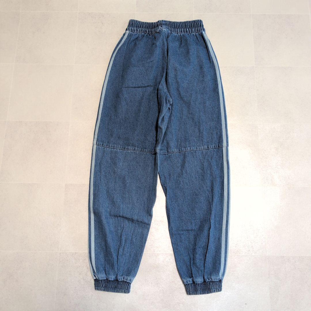 【極美品】アディダス デニム トラックパンツ M 三本線 ブラックピンク