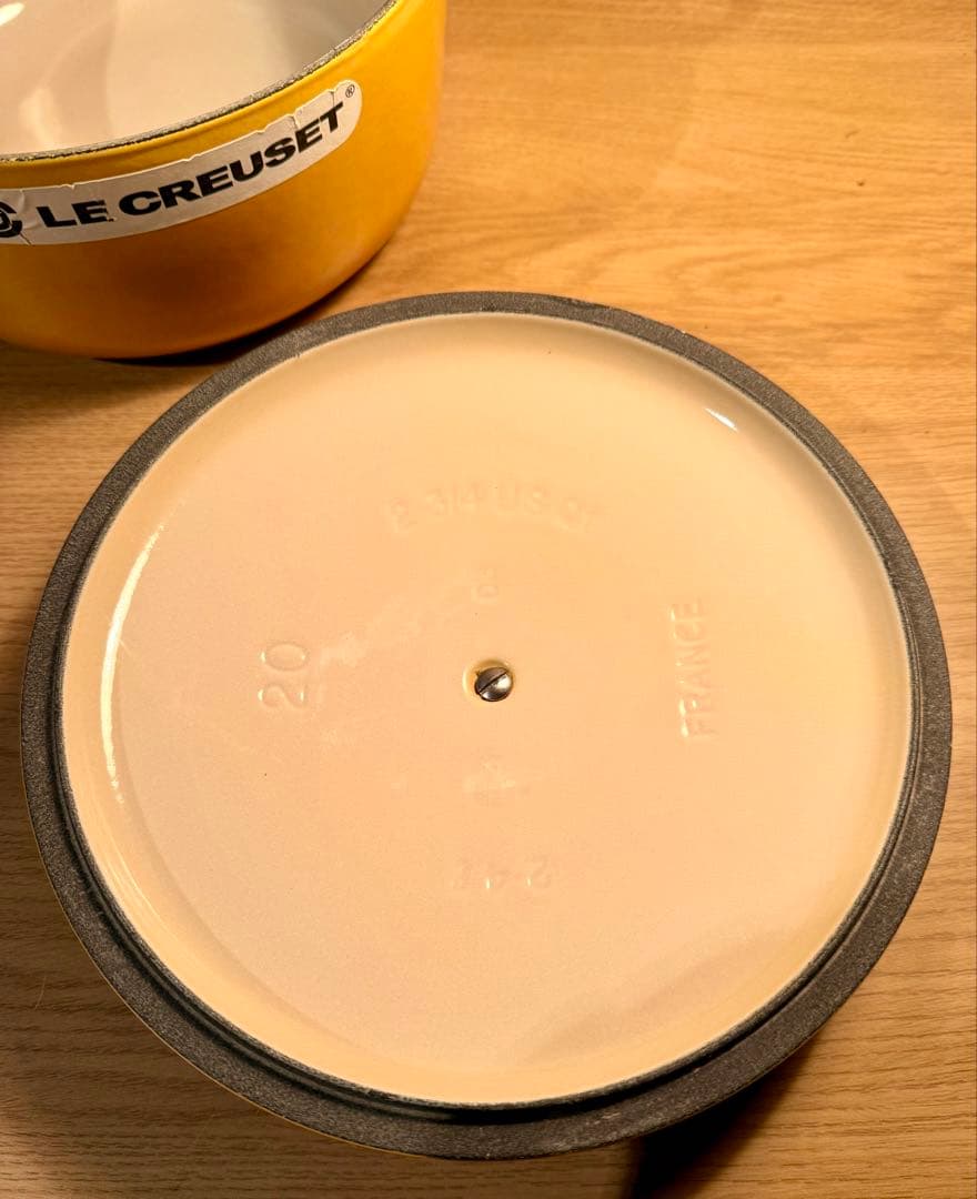 ル・クルーゼ ココットロンド LE CREUSET イエロー 鋳鉄鍋 蓋付き⑳