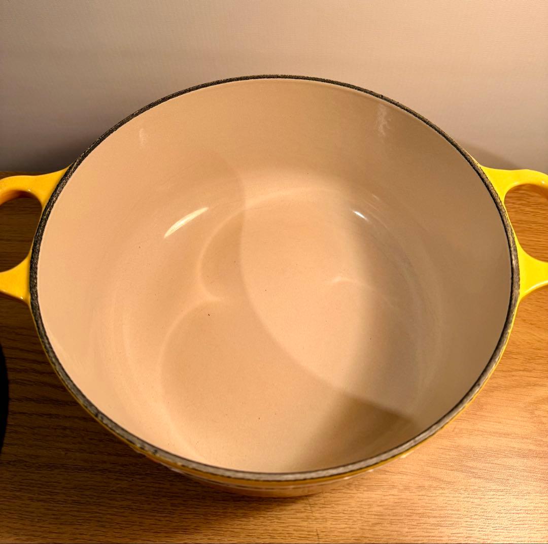 ル・クルーゼ ココットロンド LE CREUSET イエロー 鋳鉄鍋 蓋付き⑳