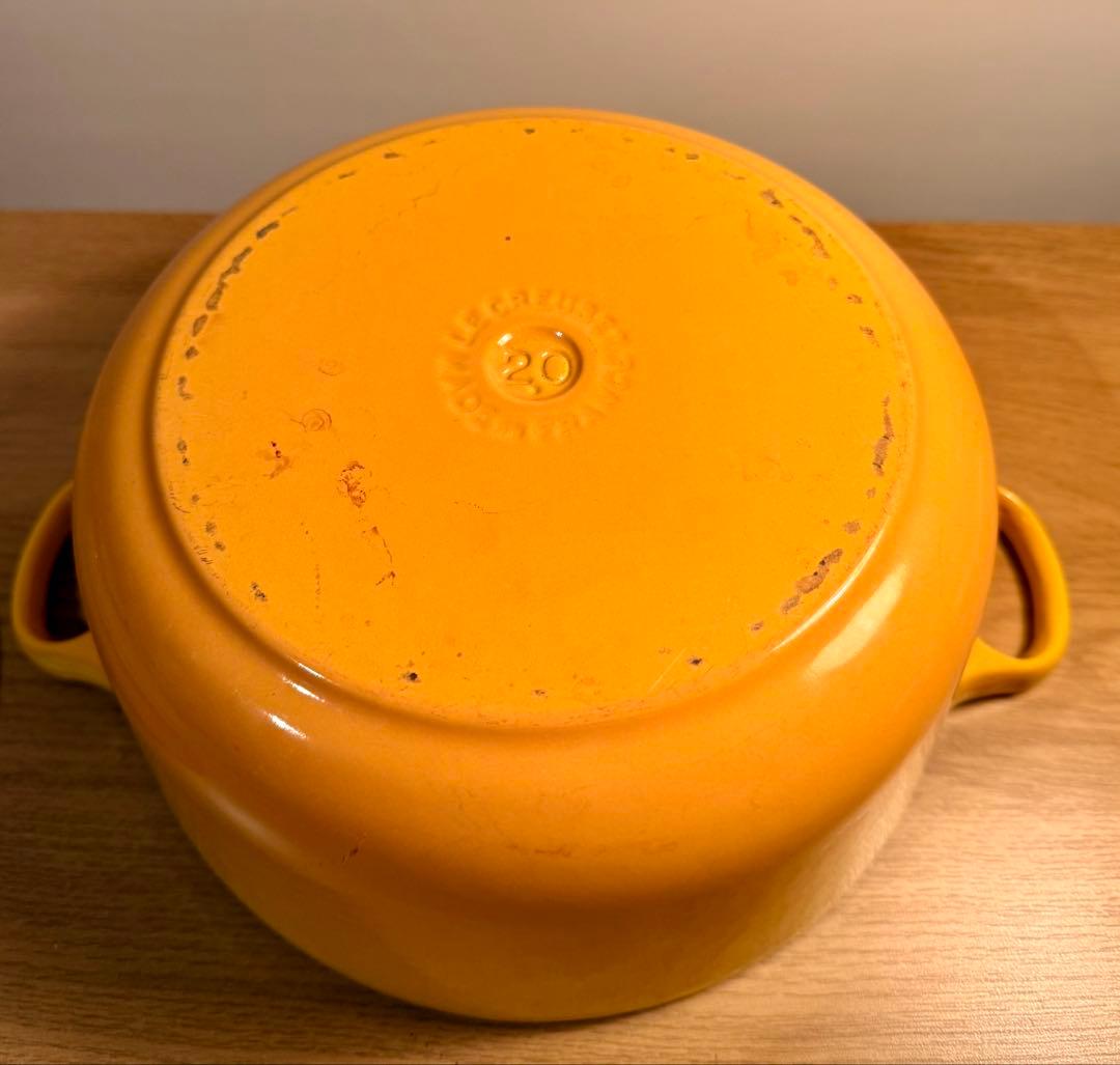 ル・クルーゼ ココットロンド LE CREUSET イエロー 鋳鉄鍋 蓋付き⑳